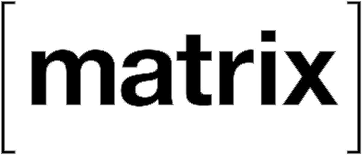 [matrix] logo in bold white text, outlined in black, set against a black background.