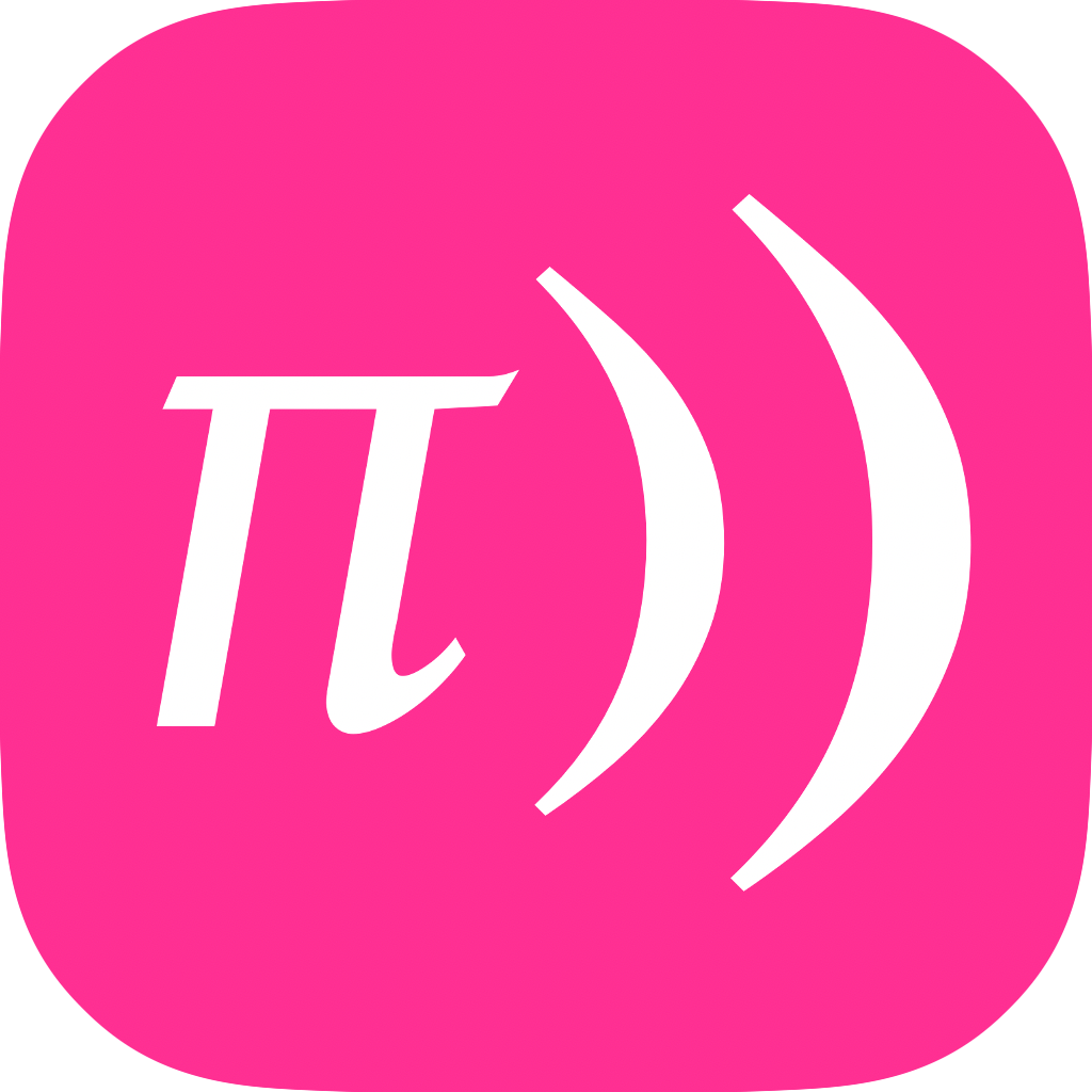 Logo featuring the Greek letter pi on a pink background with decorative curved lines. The Sonic Pi logo